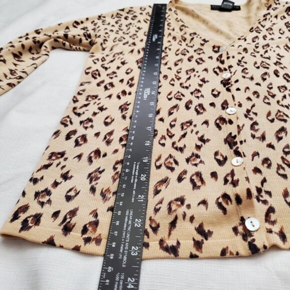 Silk Knit Leopard Print Cardigan Sweater August Silk Size S Layer Y2K Mob Wife - Picture 7 of 7